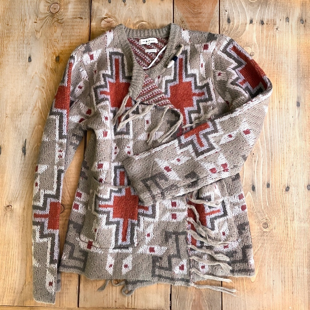 MM Vintage Wool Mohair‎ Blend Sweater Cardigan Southwestern
